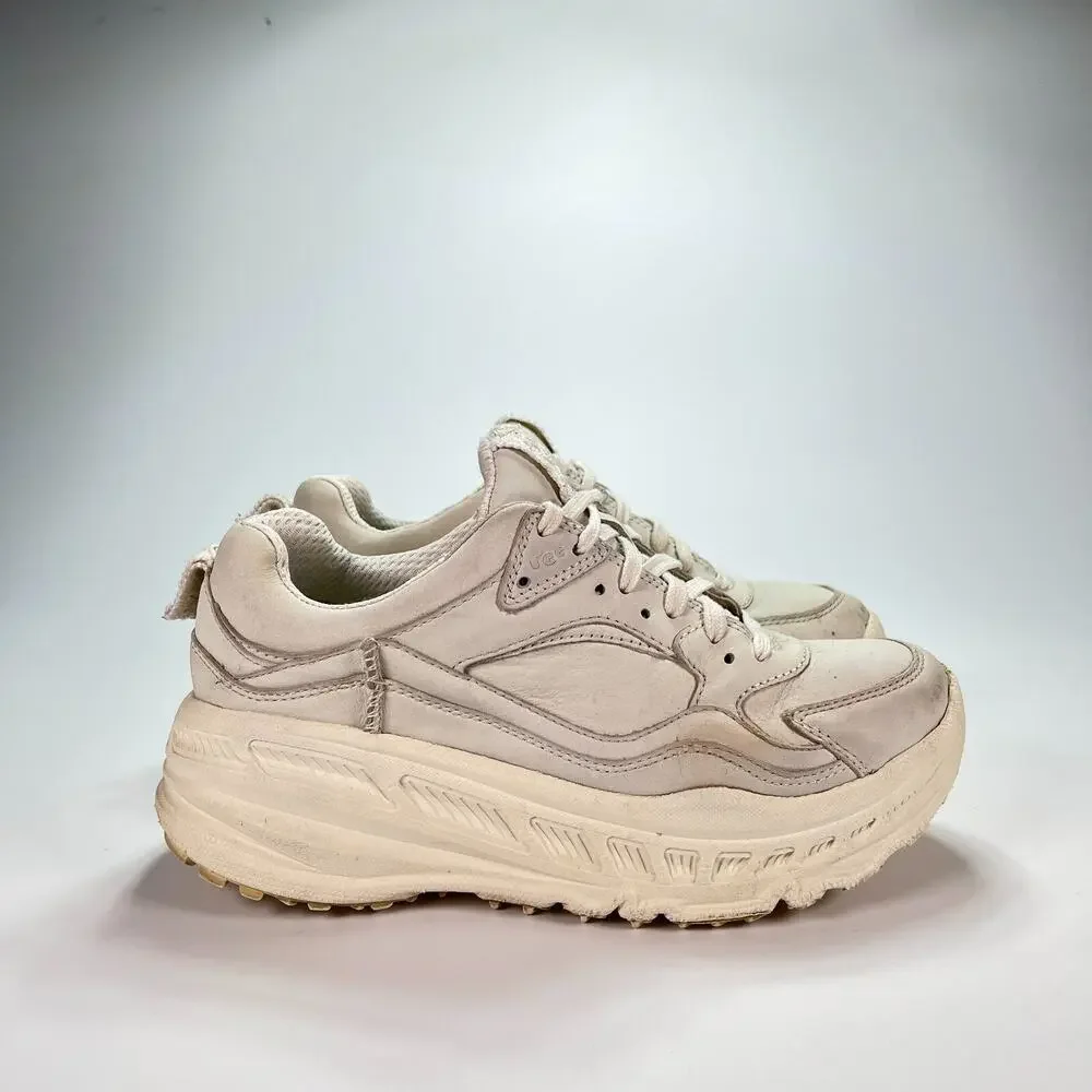 UGG CA805 X Lace Low Chunky Gray Leather Casual Daily Shoes Size Youth 6-Women 7 - Picture 1 of 10